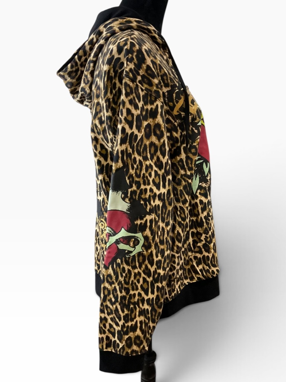 Ed Hardy Leopard Zip Hoodie with Red Heart Tattoo Graphic XL - Picture 3 of 8